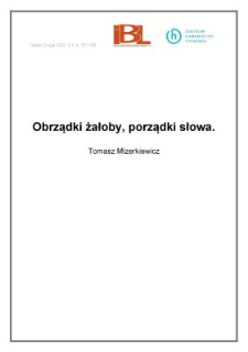 Obrządki żałoby, porządki słowa