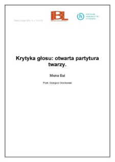 Krytyka głosu: otwarta partytura twarzy