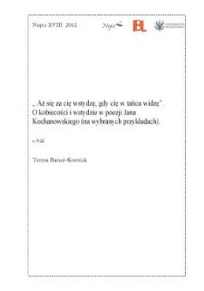 "Aż się za cię wstydzę, gdy cię w tańcu widzę". O kobiecości i wstydzie w poezji Jana Kochanowskiego (na wybranych przykładach)