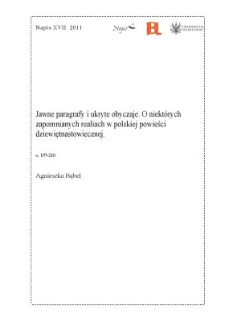 Jawne paragrafy i ukryte obyczaje. O niektórych zapomnianych realiach w polskiej powieści dziewiętnastowiecznej