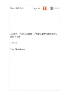 "Słońce - świeci; Razem!". Wiersz pierwszomajowy jako rytuał