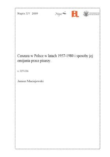 Cenzura w Polsce w latach 1957-1980 i sposoby jej omijania przez pisarzy