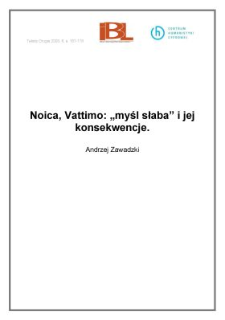 Noica, Vattimo: "myśl słaba" i jej konsekwencje