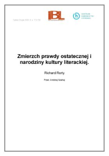 Zmierzch prawdy ostatecznej i narodziny kultury literackiej