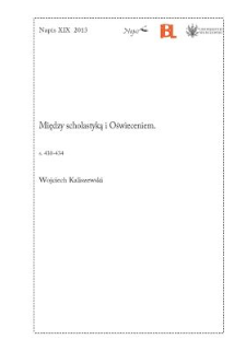 Między scholastyką i Oświeceniem