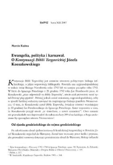 Ewangelia, polityka i karnawał. O "Kontynuacji Biblii Targowickiej" Józefa Kossakowskiego