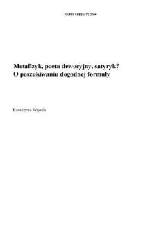 Metafizyk, poeta dewocyjny, satyryk? O poszukiwaniu dogodnej formuły