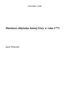 Diariusze oblężenia Jasnej Góry w roku 1771