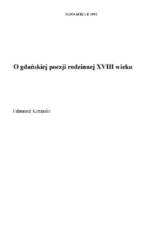 O gdańskiej poezji rodzinnej XVIII wieku