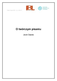 O tw&oacute;rczym pisaniu