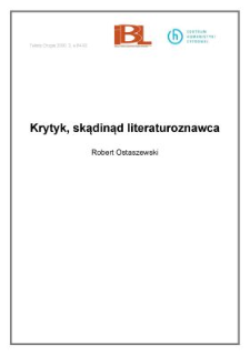 Krytyk, skądinąd literaturoznawca