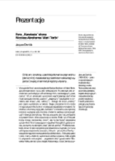 Fora. &bdquo;Kanciaste&rdquo; słowa Nicolasa Abrahama i M&aacute;rii T&ouml;r&ouml;k