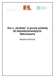 Gry z "tandetą" w prozie polskiej lat dziewięćdziesiątych. Rekonesans