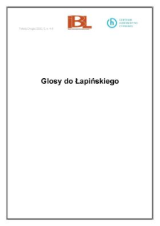 Glosy do Łapińskiego (wstęp)