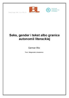 Seks, gender i tekst albo granice autonomii literackiej