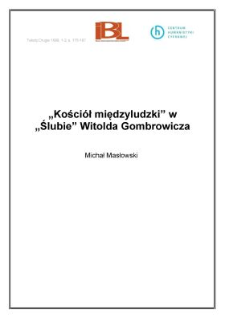 "Kości&oacute;ł międzyludzki" w "Ślubie" Witolda Gombrowicza