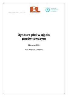 Dyskurs płci w ujęciu por&oacute;wnawczym