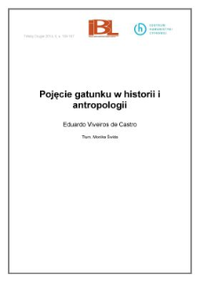 Pojęcie gatunku w historii i antropologii