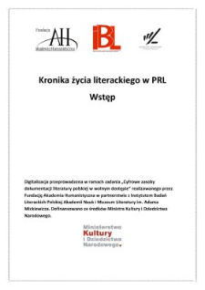 Kronika życia literackiego 1944-1969 - Wstęp
