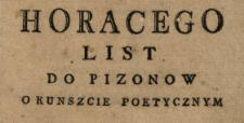 Horacego list do Pizonow o kunszcie poetycznym