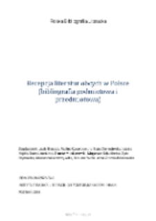 Polska Bibliografia Literacka: Recepcja literatur obcych w Polsce (bibliografia podmiotowa i przedmiotowa) - 2014
