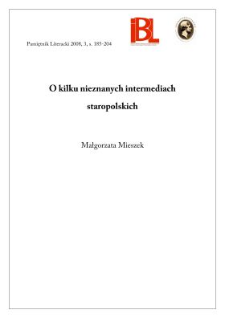 O kilku nieznanych intermediach staropolskich