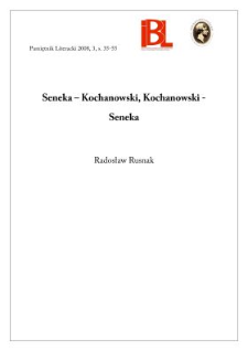 Seneka – Kochanowski, Kochanowski – Seneka