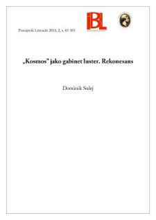 „Kosmos” jako gabinet luster. Rekonesans
