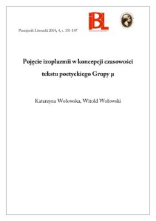 Pojęcie izoplazmii w koncepcji czasowości tekstu poetyckiego Grupy μ