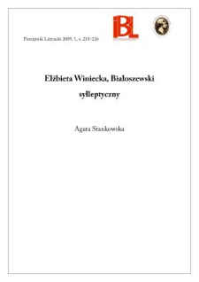 Elżbieta Winiecka, Białoszewski sylleptyczny. Poznań 2006