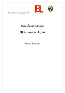Inny „Świat” Miłosza. Ojciec – Matka – Krypta