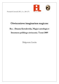 Oświeceniowe imaginarium magiczne. Rec.: D. Kowalewska, Magia i astrologia w literaturze polskiego oświecenia. Toruń 2009
