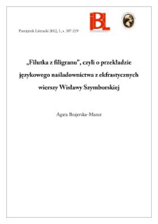 &bdquo;Filutka z filigranu&rdquo;, czyli o przekładzie językowego naśladownictwa z ekfrastycznych wierszy Wisławy Szymborskiej