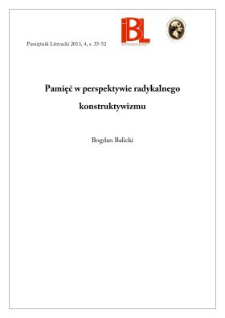 Pamięć w perspektywie radykalnego konstruktywizmu