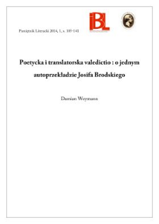 Poetycka i translatorska valedictio: o jednym autoprzekładzie Josifa Brodskiego