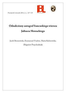 Odnaleziony autograf francuskiego wiersza Juliusza Słowackiego