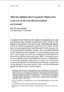 Wiersze żałobne dla Krzysztofa Radziwiłła w sylwie ze zbiorów Bavorovianum we Lwowie