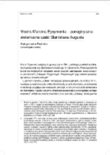 "Moeris" Marcina Eysymonta – panegiryczna sielanka na cześć Stanisława Augusta