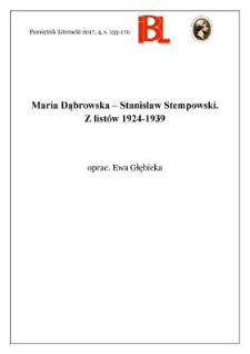 Maria Dąbrowska &ndash; Stanisław Stempowski. Z list&oacute;w 1924&ndash;1939