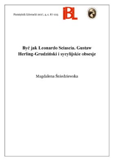 Być jak Leonardo Sciascia. Gustaw Herling-Grudziński i sycylijskie obsesje