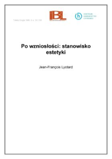 Po wzniosłości: stanowisko estetyki