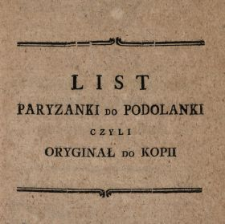 List Paryzanki Do Podolanki Czyli Oryginał Do Kopii