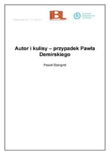 Autor i kulisy – przypadek Pawła Demirskiego