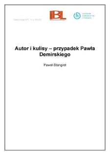 Autor i kulisy &ndash; przypadek Pawła Demirskiego