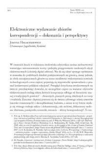 Elektroniczne wydawanie zbiorów korespondencji - dokonania i perspektywy