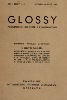 Glossy : poświęcone kulturze i piśmiennictwu