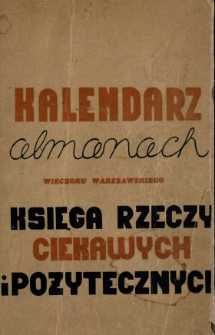 Kalendarz Almanach "Wieczoru Warszawskiego" na Rok 1938