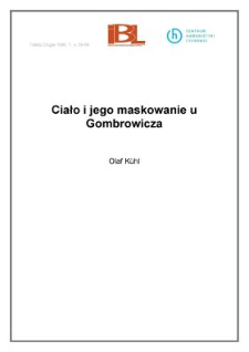 Ciało i jego maskowanie u Gombrowicza