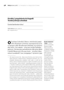 Korekty i uzupełnienia do biografii Teodory (Dory) Lebenthal