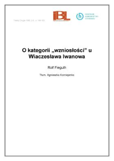 O kategorii "wzniosłości" u Wiaczesława Iwanowa